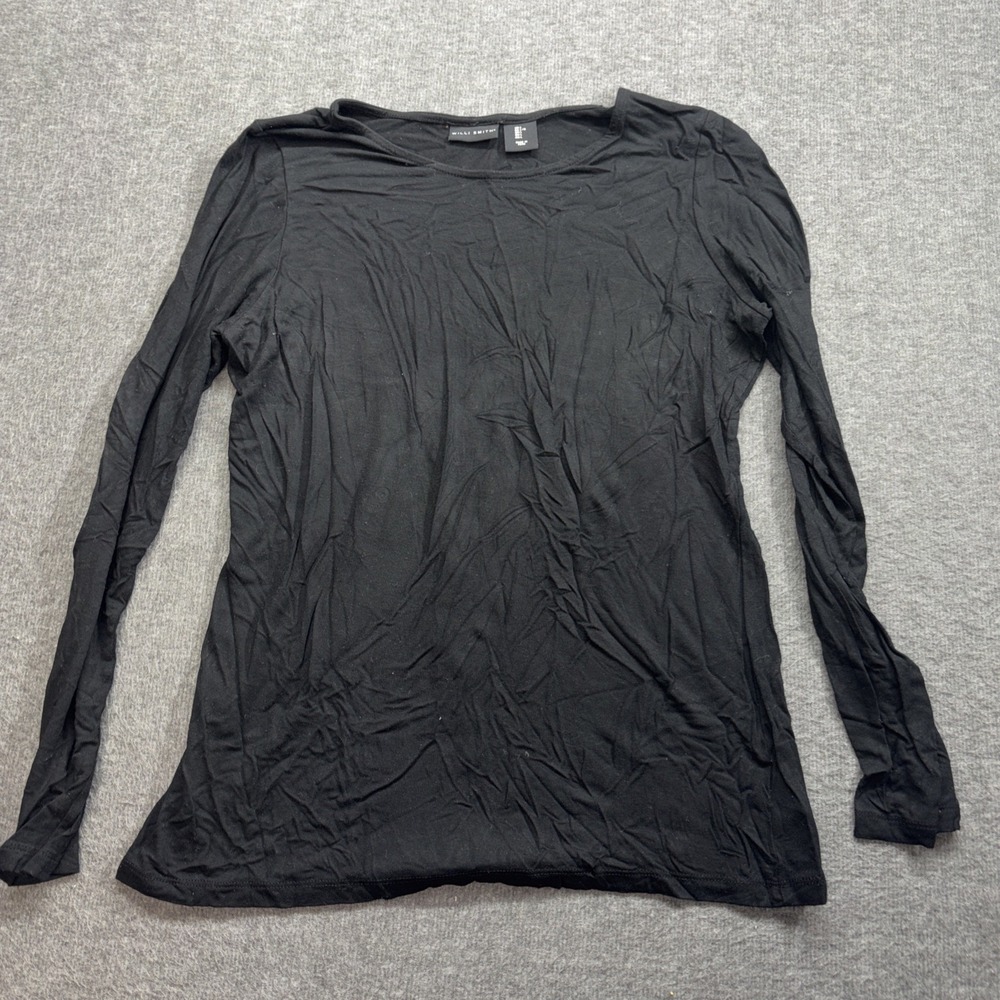 Willi Smith Women's Top Black Long Sleeve Top Blouse Stretch Size Large‎